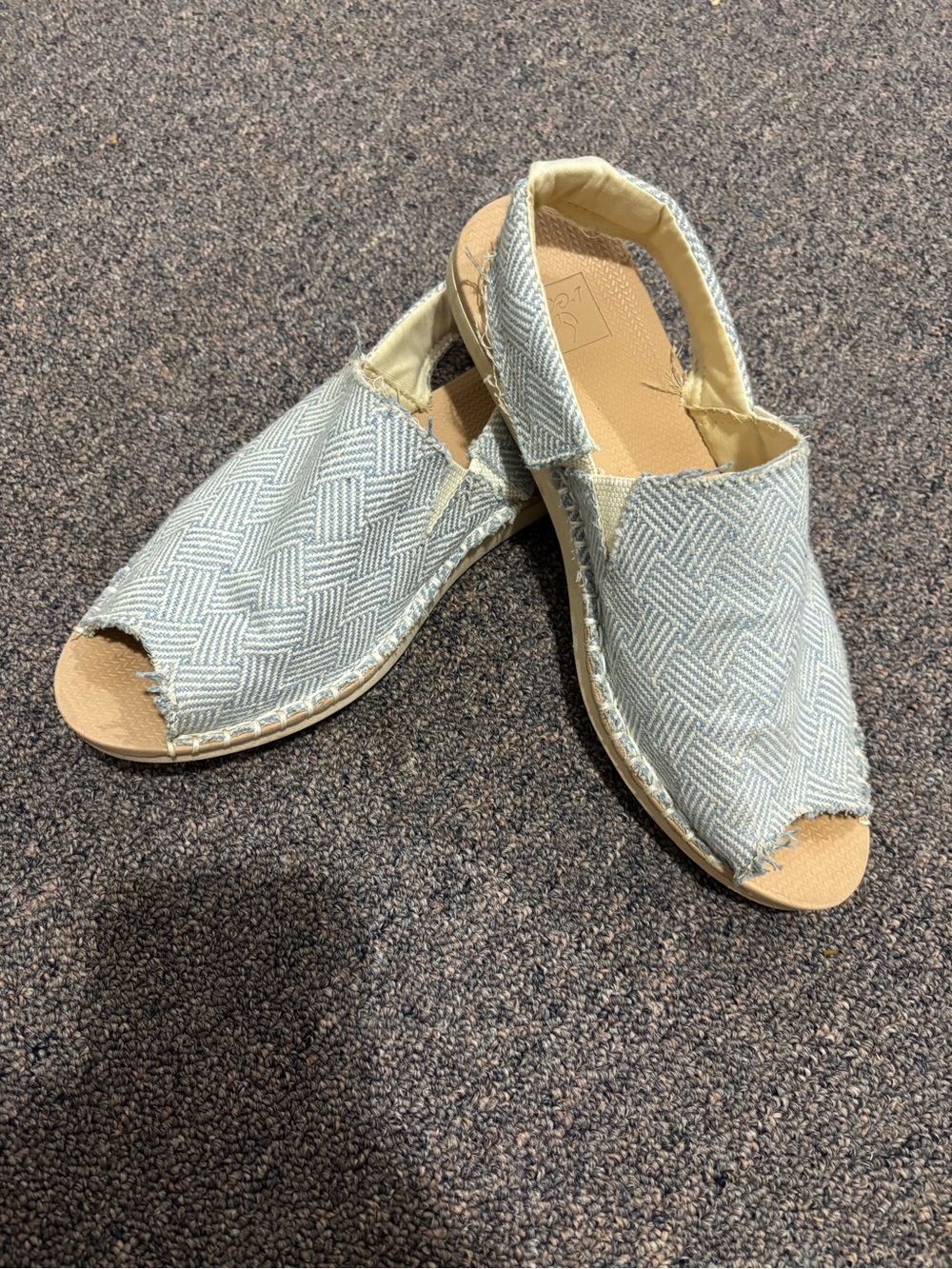 Casual Slip-On Espadrille Sandals in light blue and Cream